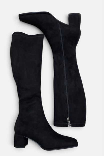 PEDRO ANTON YASMINE BLACK SUEDE SOCK KNEE HIGH BOOT