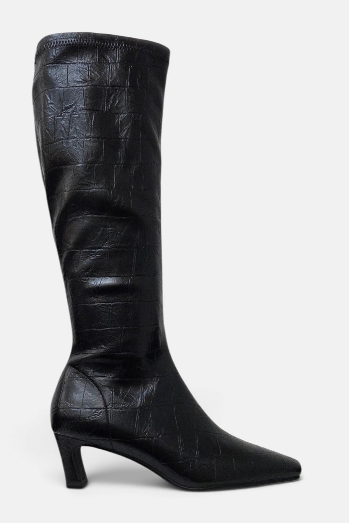 PEDRO ANTON XANIA BLACK CROC KNEE HIGH SOCK BOOT