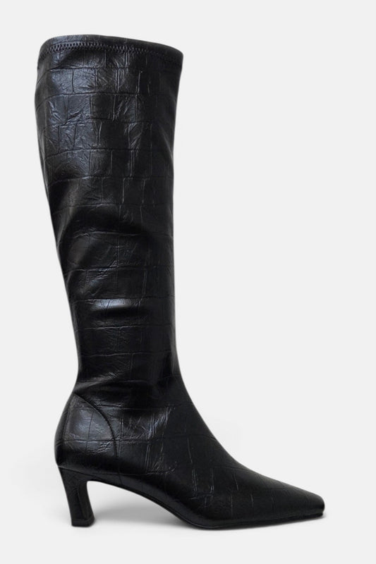 PEDRO ANTON XANIA BLACK CROC KNEE HIGH SOCK BOOT