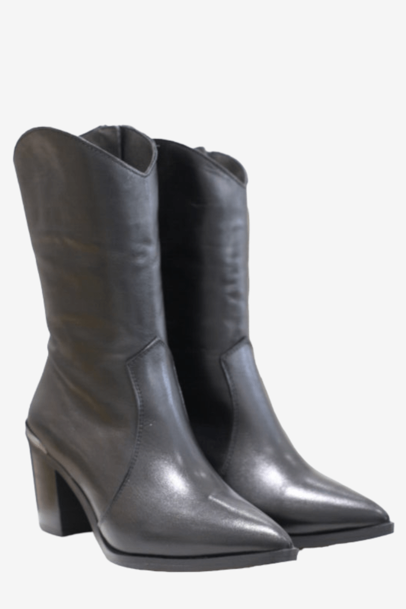 ALPE BLACK LEATHER COWBOY BOOT