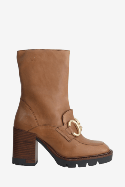 REPO 21629 TAN LEATHER HEELED BOOT