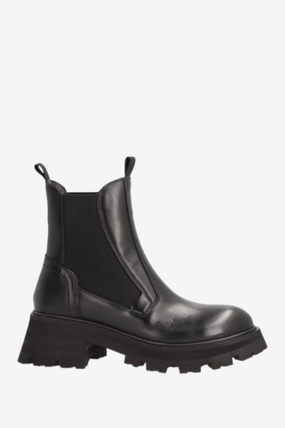 ALPE 2483 CHUNKY BLACK LEATHER CHELSEA BOOT