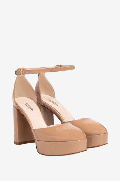 NERO GIARDINI 307060 NUDE PATENT PLATFORM HEEL