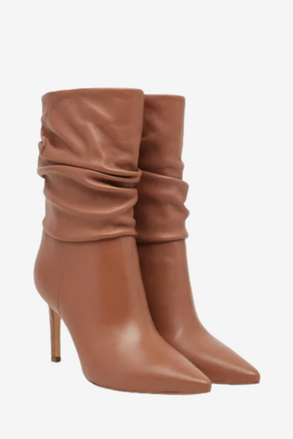 GUESS DABBI TAN LEATHER RUCHED BOOT
