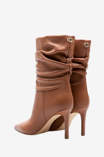 GUESS DABBI TAN LEATHER RUCHED BOOT
