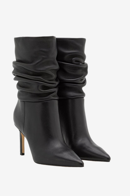 GUESS DABBI BLACK LEATHER RUCHED BOOT