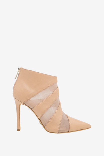 GUESS SYNTHIA NUDE LEATHER HEELED BOOT