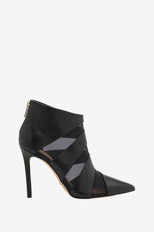 GUESS SYNTHIA BLACK LEATHER HEELED BOOT
