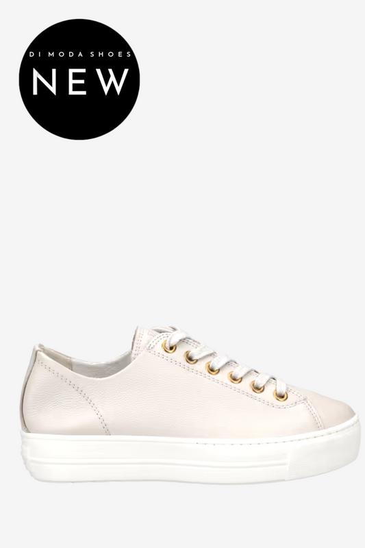 PAUL GREEN 4790 IVORY LEATHER TRAINERS