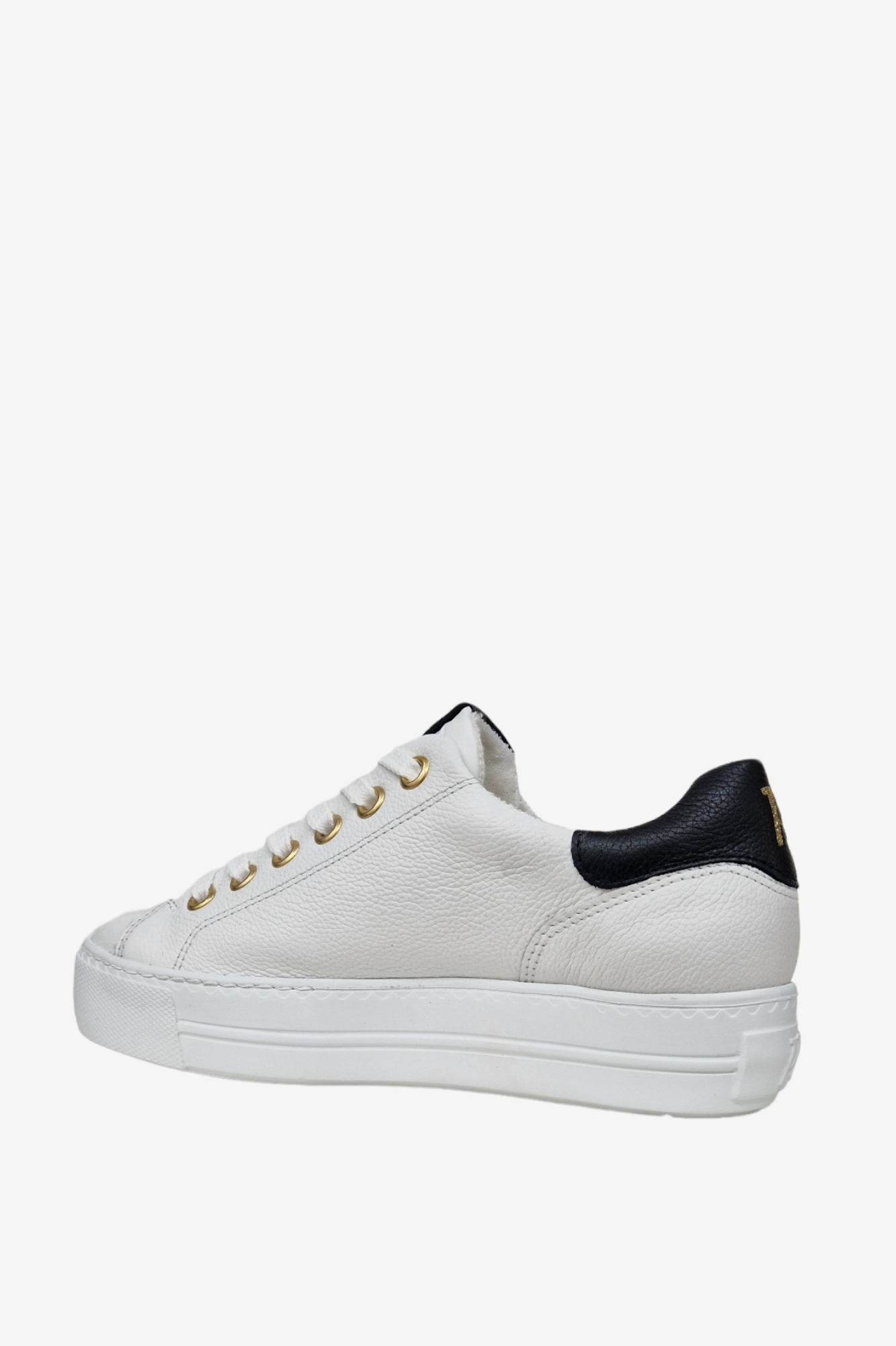 PAUL GREEN 5320 WHITE/BLACK LEATHER TRAINER