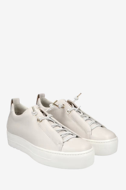 PAUL GREEN 5017 IVORY/GOLD LEATHER TRAINER