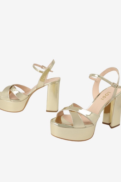 LODI TISTER GOLD PLATFORM HEELED SANDAL