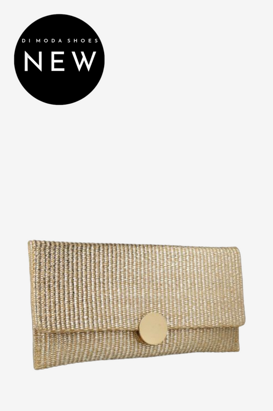 MENBUR GOLD RAFFIA CLUTCH BAG