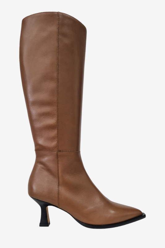 ANGEL ALARCON TAN LEATHER KNEE HIGH BOOTS