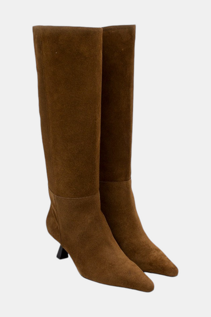 ANGEL ALARCON 24545 COGNAC SUEDE KNEE HIGH BOOTS