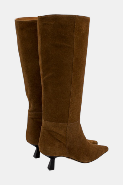 ANGEL ALARCON 24545 COGNAC SUEDE KNEE HIGH BOOTS