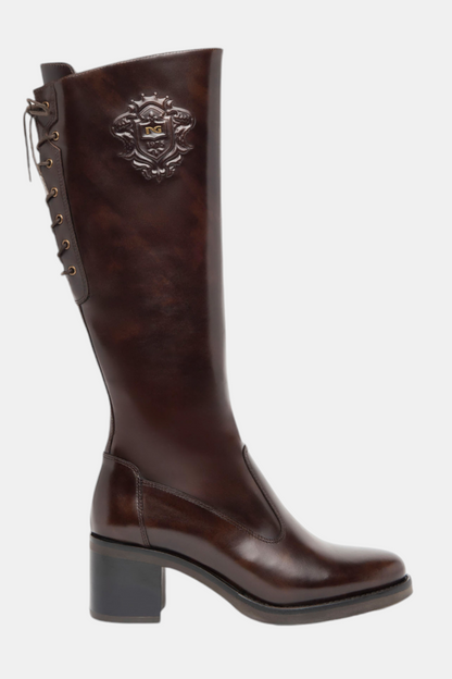 NERO GIARDINI 411811 DARK BROWN LEATHER KNEE HIGH BOOTS