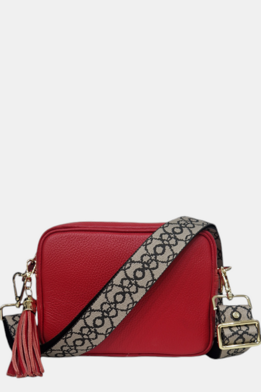 ELIE BEAUMONT RED LEATHER BAG BAROQUE STRAP