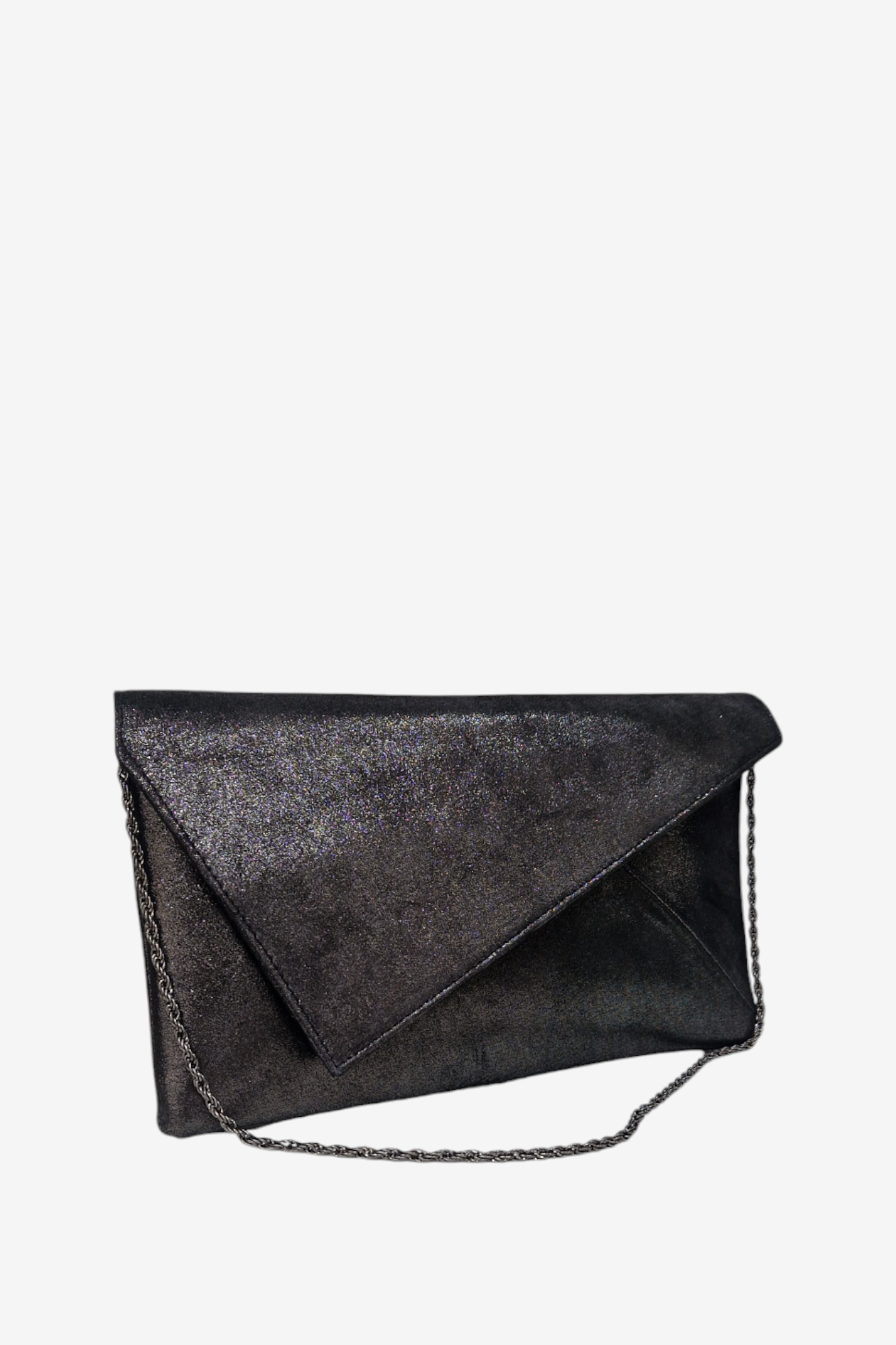 MARIAN BLACK SPARKLE LEATHER CLUTCH BAG