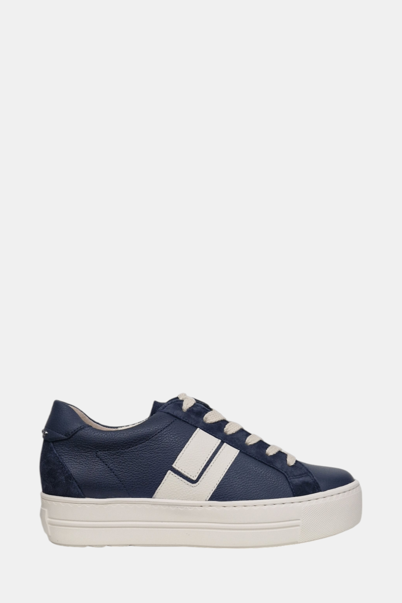 PAUL GREEN 5430 NAVY CREAM LEATHER TRAINER