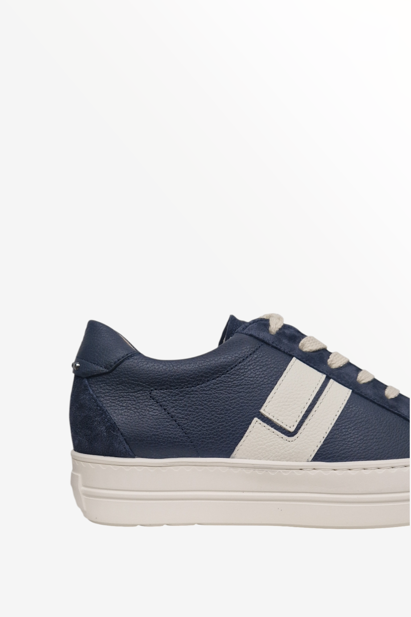 PAUL GREEN 5430 NAVY CREAM LEATHER TRAINER