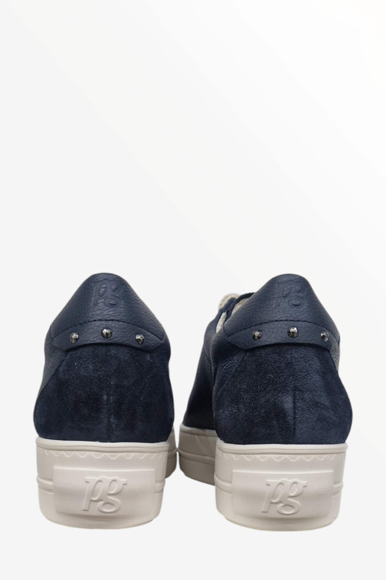 PAUL GREEN 5430 NAVY CREAM LEATHER TRAINER