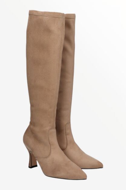 D'CHICAS.SAND SUEDE KNEE HIGH SOCK BOOT