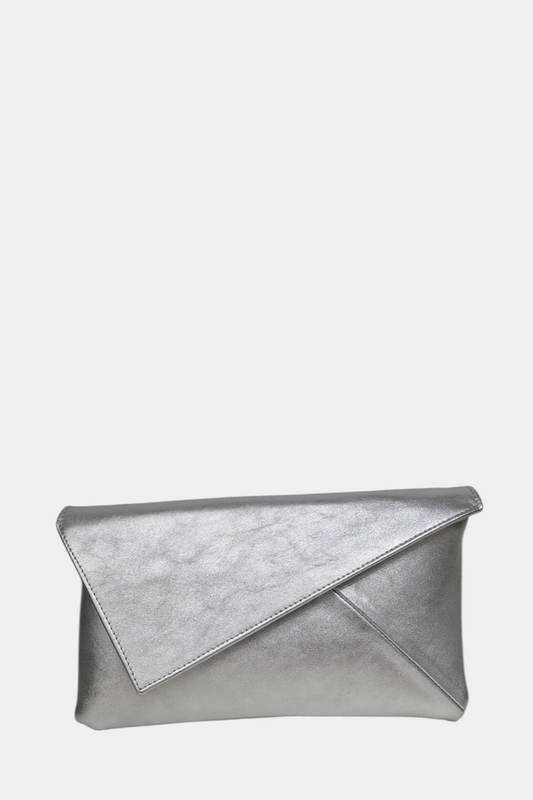 MARIAN SILVER LEATHER CLUTCH BAG