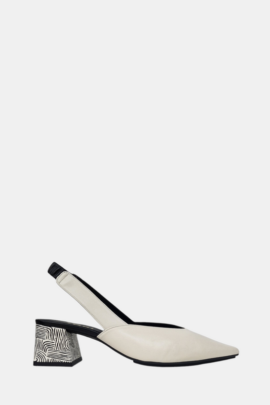 LODI CHISTA WHITE PRINT BLOCK HEEL