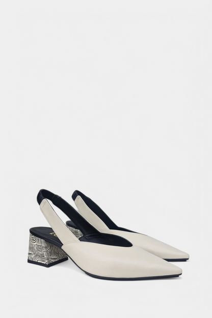 LODI CHISTA WHITE PRINT BLOCK HEEL