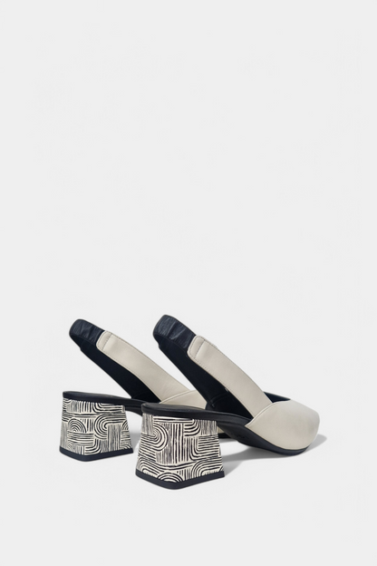 LODI CHISTA WHITE PRINT BLOCK HEEL