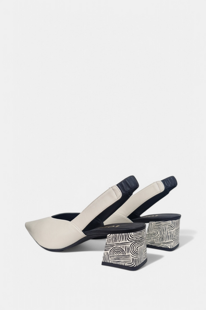 LODI CHISTA WHITE PRINT BLOCK HEEL