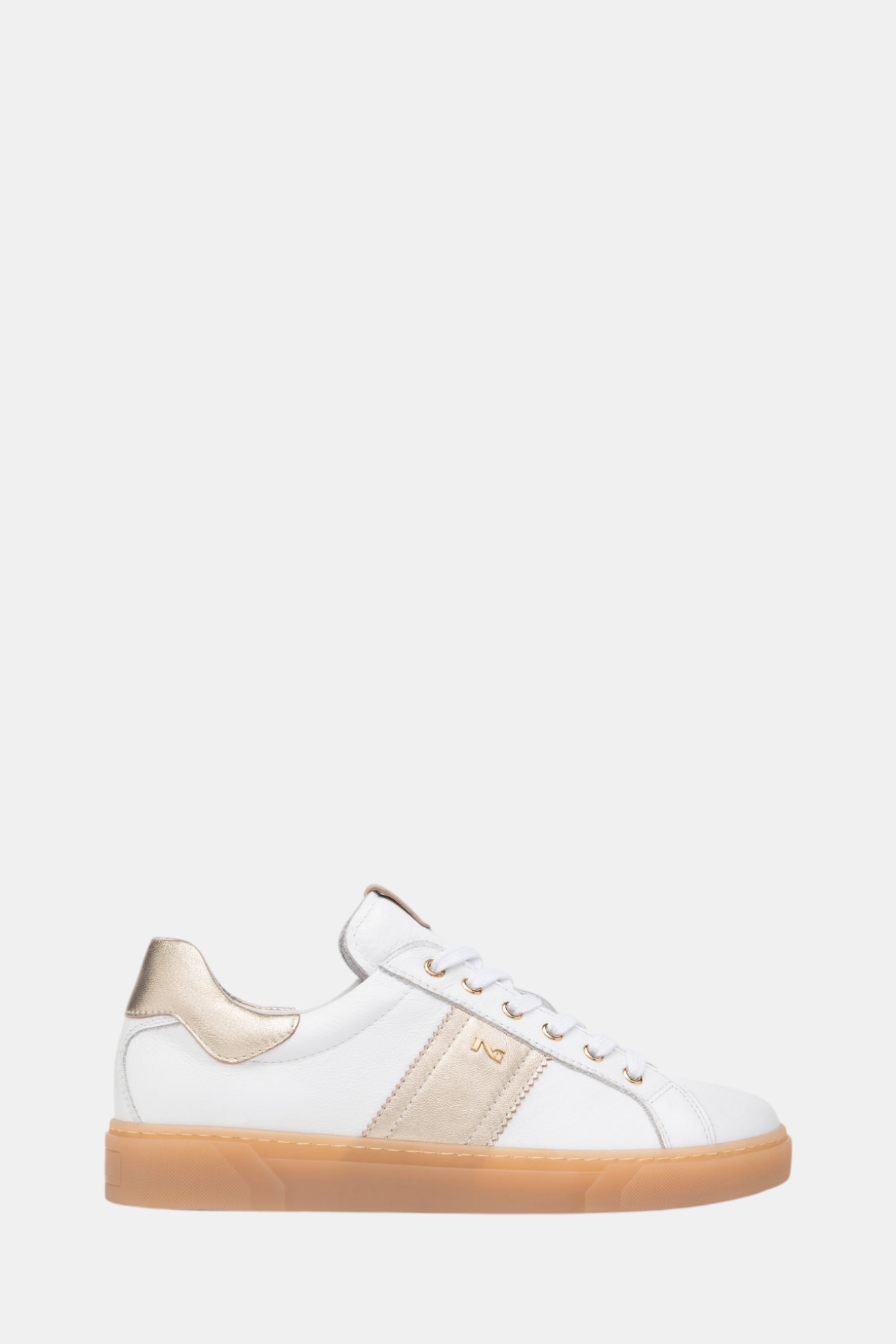 NEROGIARDINI E513006 WHITE/GOLD LEATHER TRAINERS