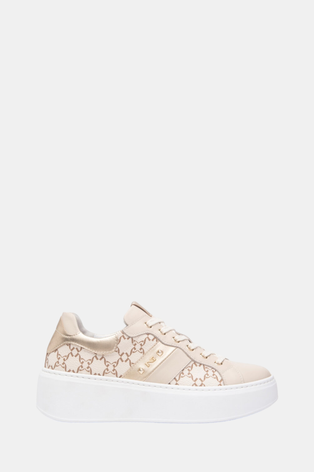 NEROGIARDINI E513080 LOGO PRINTED LEATHER TRAINER