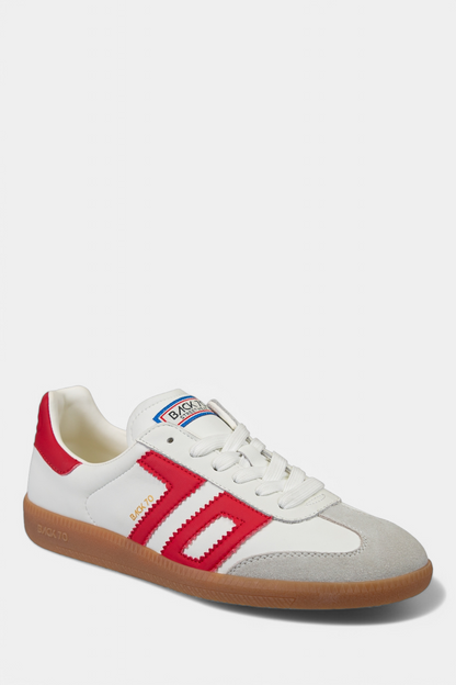 BACK 70 WHITE/RED LEATHER TRAINER