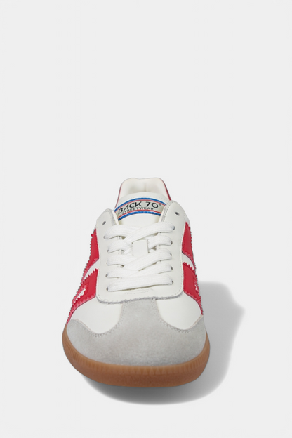 BACK 70 WHITE/RED LEATHER TRAINER