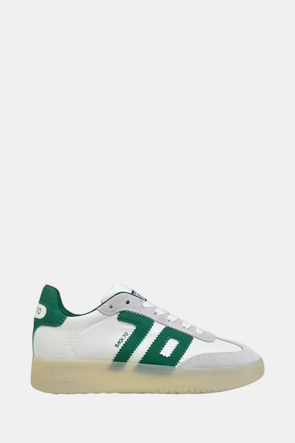 BACK70 BOSTON DALLAS WHITE/GREEN LEATHER TRAINER