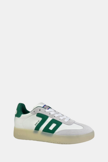 BACK70 BOSTON DALLAS WHITE/GREEN LEATHER TRAINER