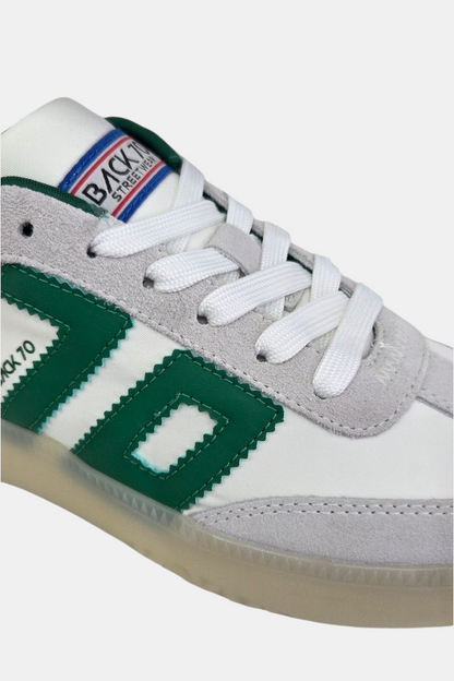 BACK70 BOSTON DALLAS WHITE/GREEN LEATHER TRAINER