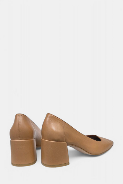 ANGEL ALARCON LUCIE CAMEL LEATHER HEEDED LOAFER