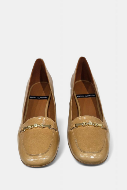 ANGEL ALARCON JULIE CAMEL HEELED LOAFER