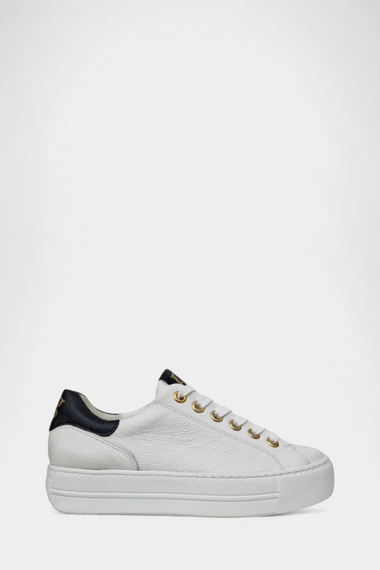 PAUL GREEN 5320 WHITE/BLACK LEATHER TRAINER