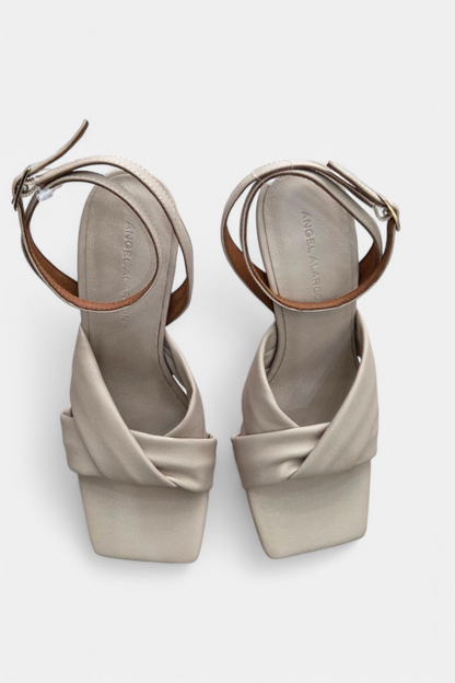 ANGEL ALARCON BEIGE LEATHER HEELED SANDAL