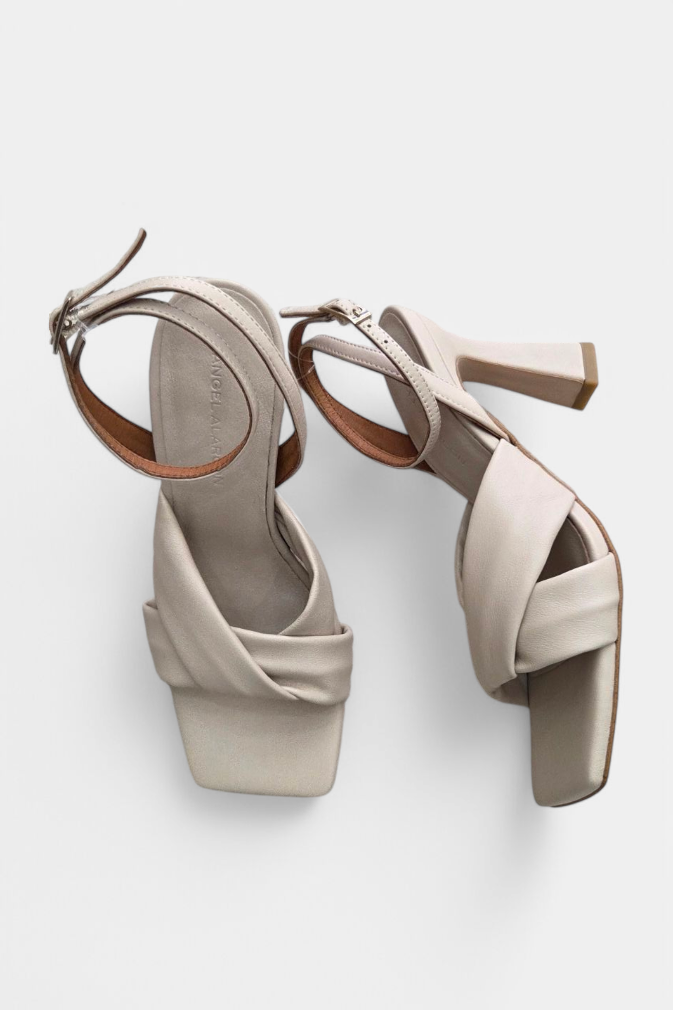 ANGEL ALARCON BEIGE LEATHER HEELED SANDAL