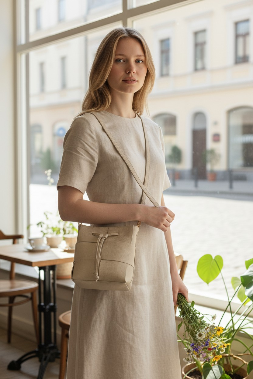 MARLON CREAM LEATHER BAG
