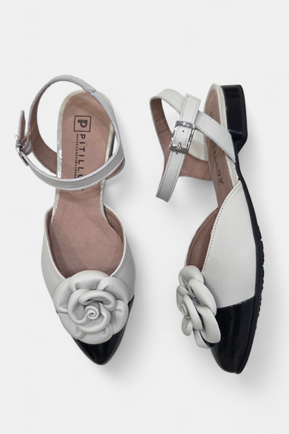 PITILLOS 11172 BLACK & WHITE LEATHER PUMP