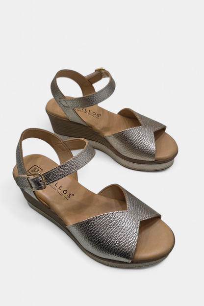 PITILLOS 11280 GOLD LEATHER WEDGE SANDAL