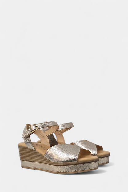 PITILLOS 11280 GOLD LEATHER WEDGE SANDAL
