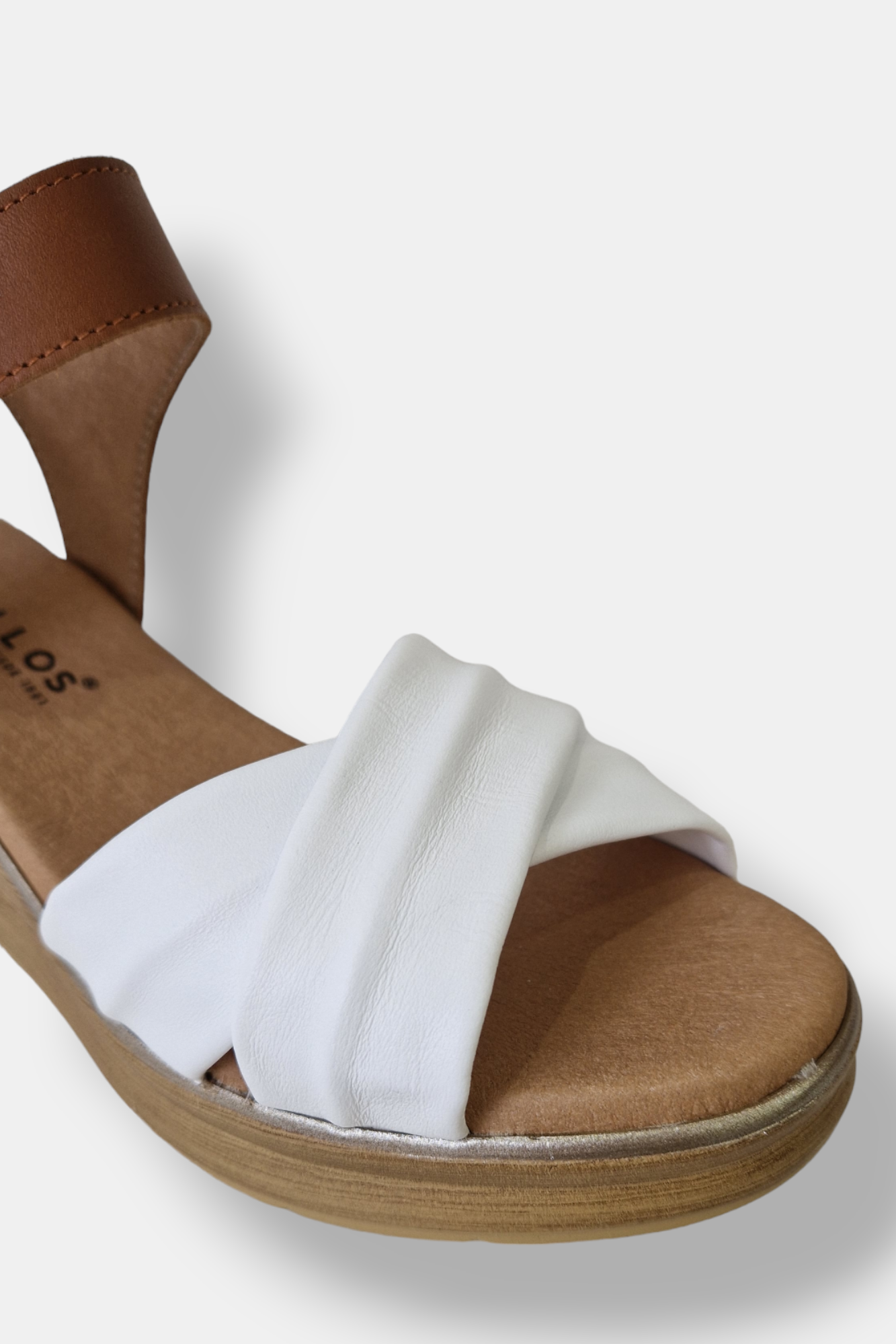PITILLOS 5610 WHITE/TAN LEATHER WEDGES