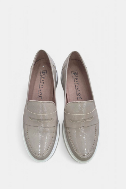 PITILLOS 10384 PATENT TAUPE LEATHER LOAFER